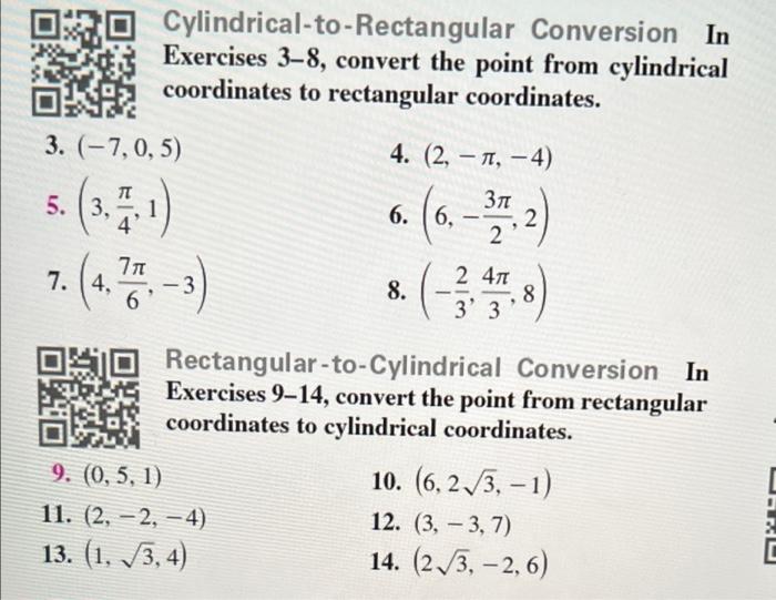Solved CylindricaltoRectangular Conversion In Exercises