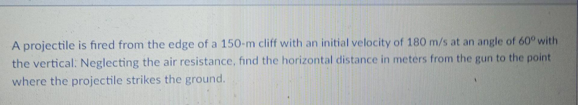 Solved A Projectile Is Fired From The Edge Of A 150-m Cliff | Chegg.com