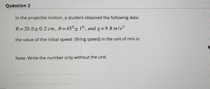 Solved In The Projectile Motion, A Student Obtained The | Chegg.com