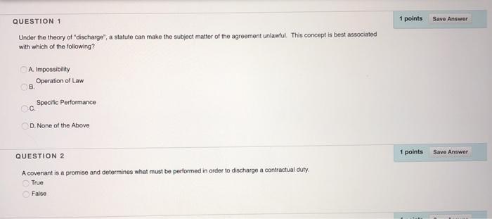 Solved 1 points Save Answer QUESTION 1 Under the theory of | Chegg.com