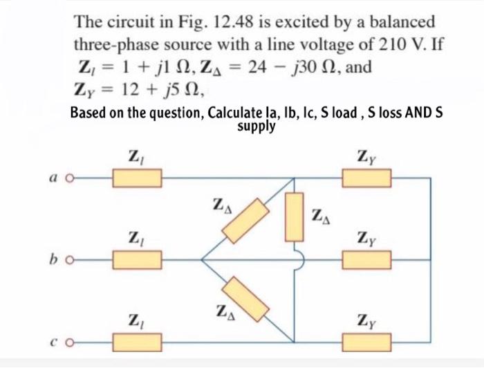 Solved The circuit in Fig. 12.48 is excited by a balanced | Chegg.com