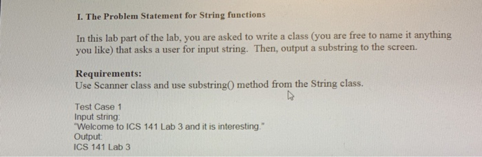 Solved I. The Problem Statement for String functions In this | Chegg.com
