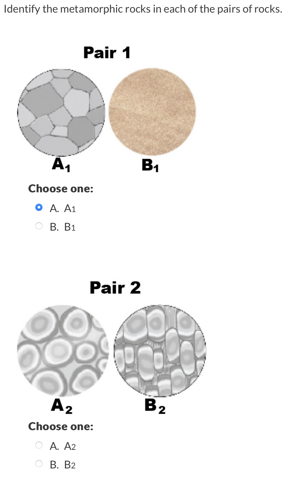 Solved Identify the metamorphic rocks in each of the pairs | Chegg.com