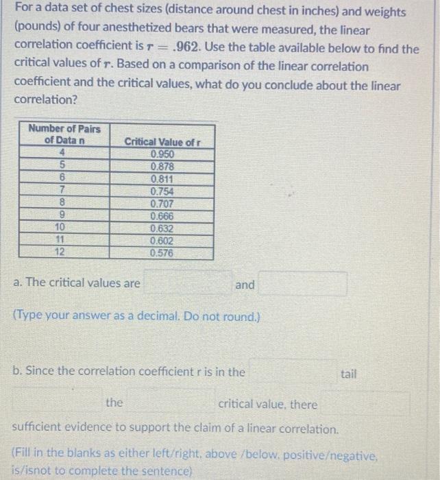 Solved For a data set of chest sizes (distance around chest | Chegg.com
