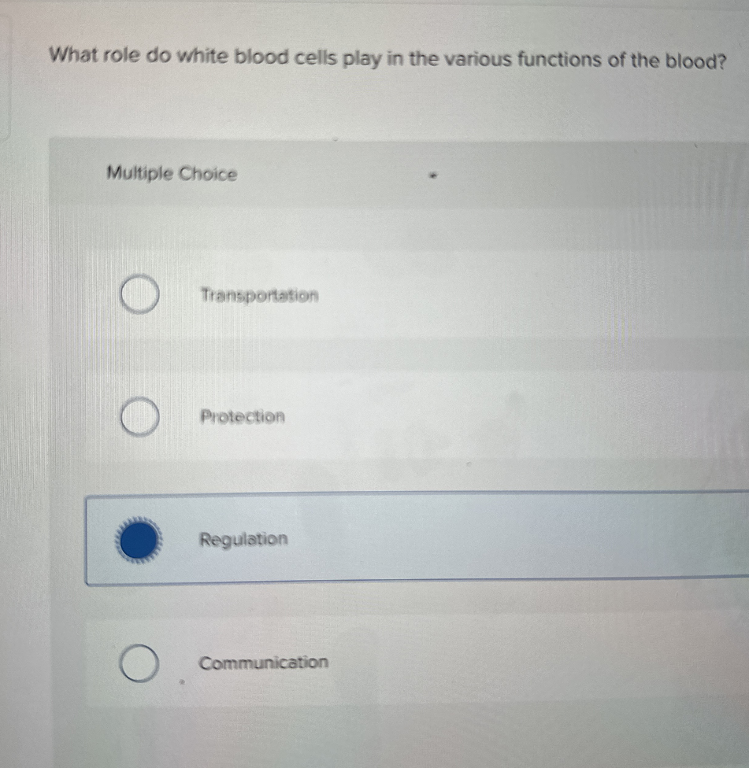 Solved What role do white blood cells play in the various | Chegg.com