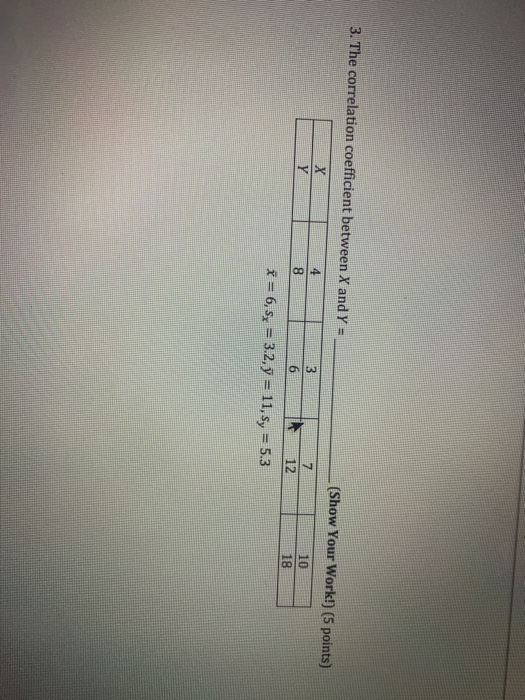 Solved 3. The correlation coefficient between X and Y = Š to | Chegg.com