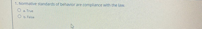 Solved 1. Normative standards of behavior are compliance | Chegg.com