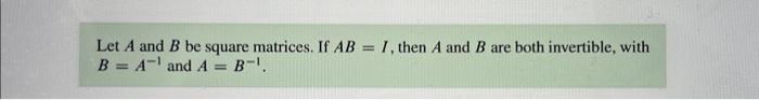 Solved The Invertible Matrix Theorem Let A Be A Square N×n | Chegg.com