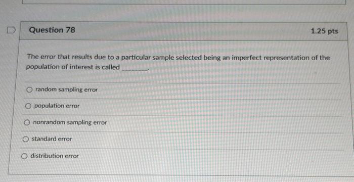 Solved The error that results due to a particular sample | Chegg.com