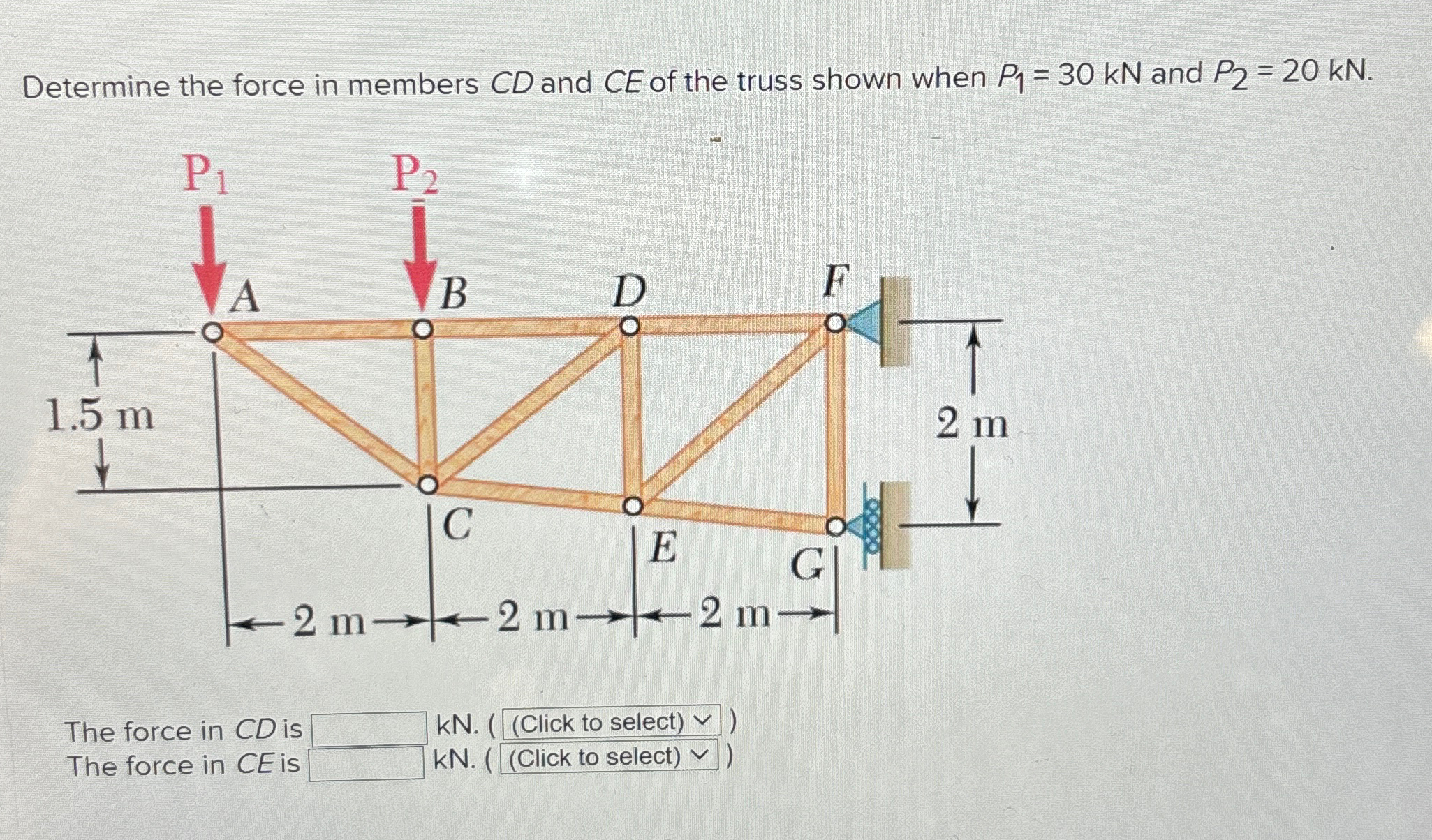 Solved Determine the force in members CD ﻿and CE ﻿of the | Chegg.com