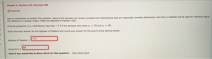 Solved Chapter 6, Section 4-D, Exercise 186 x Incorrect Use | Chegg.com