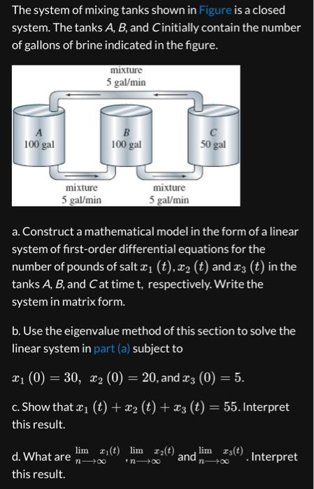 Solved The system of mixing tanks shown in Figure is a | Chegg.com