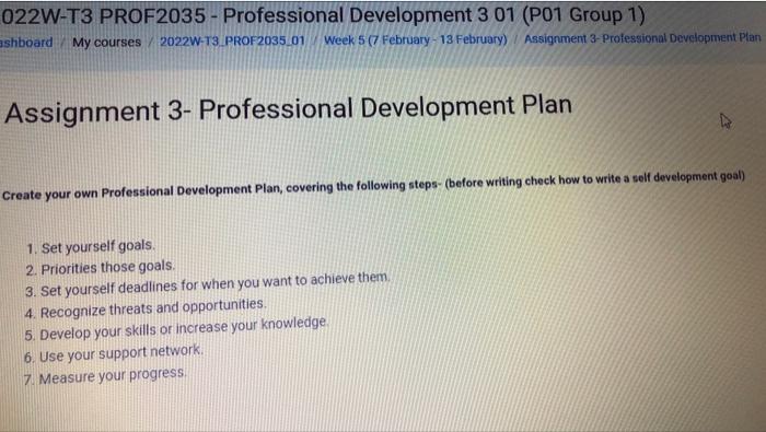Solved 022W-T3 PROF2035 - Professional Development 3 01 (P01 | Chegg.com