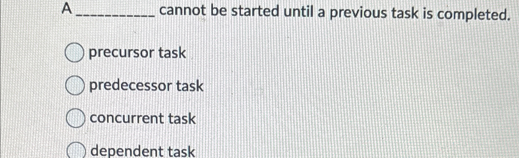 A cannot be started until a previous task is | Chegg.com