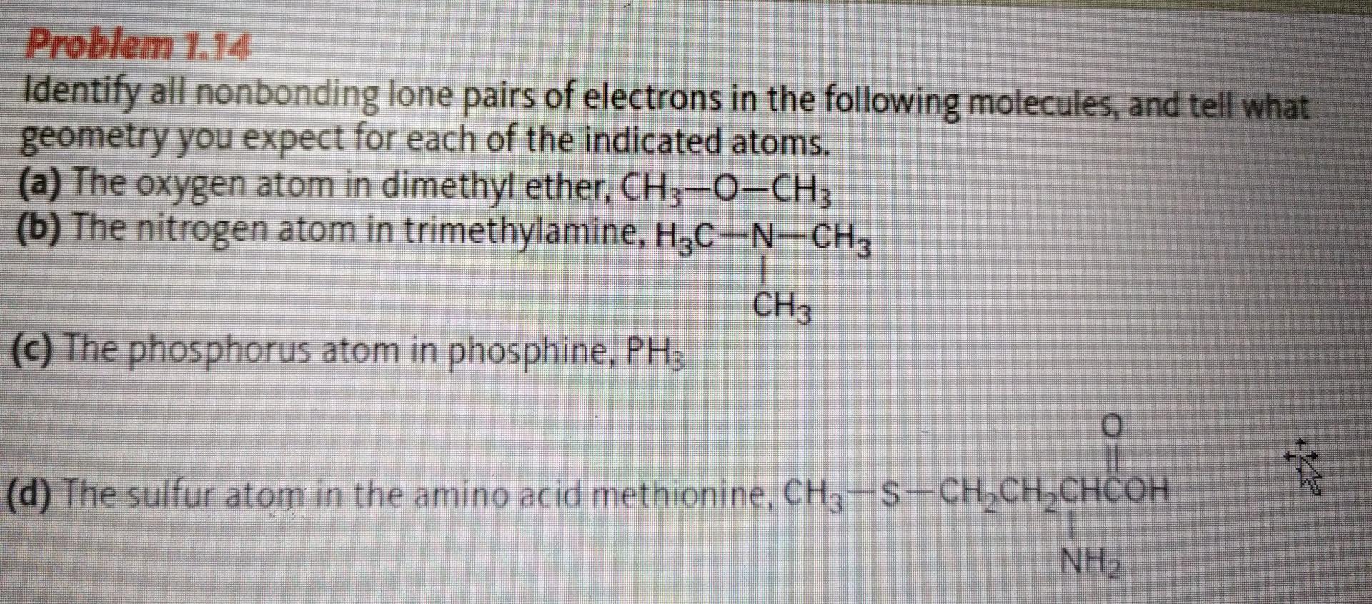 Solved Problem 1.14 Identify all nonbonding lone pairs of | Chegg.com