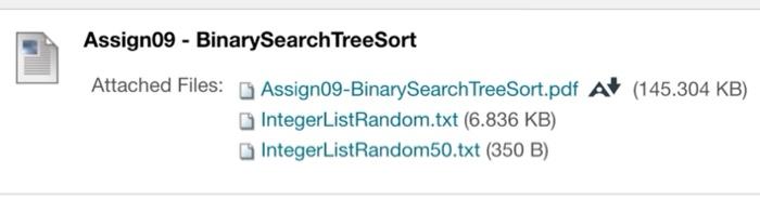 Solved Binary Search Tree Sort Create the console program | Chegg.com