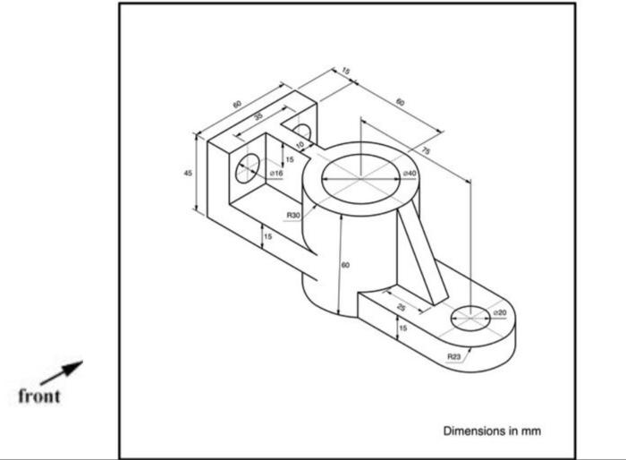 Draw Front, Right Side And Top Views With Dimensions | Chegg.com