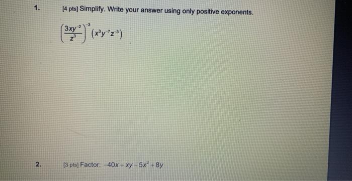 Solved 1. [4 pts] Simplify. Write your answer using only | Chegg.com