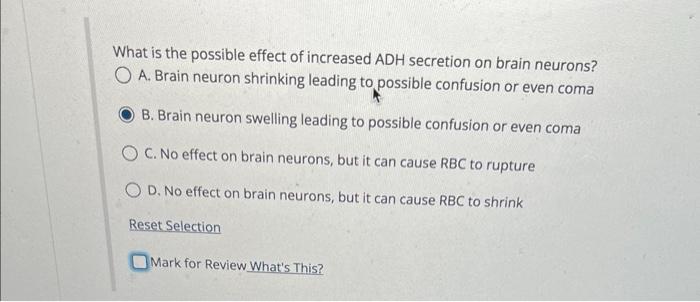 Solved What is the possible effect of increased ADH | Chegg.com