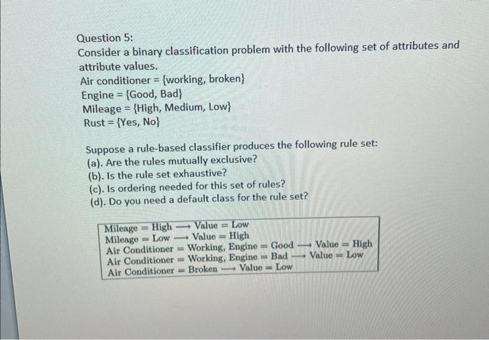 Solved Question 5: Consider a binary classification problem | Chegg.com