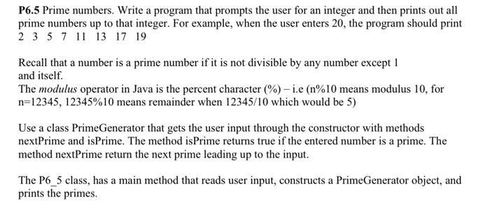 Solved P6 5 Prime Numbers Write A Program That Prompts T Chegg Com