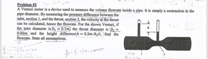 Solved Problem #2 A Venturi meter is a device used to | Chegg.com
