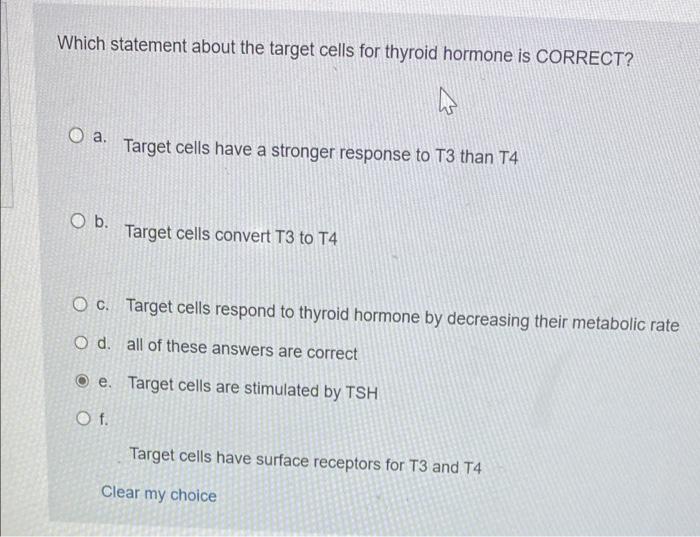 Solved Which statement about the target cells for thyroid | Chegg.com