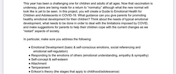 emotional development assignment