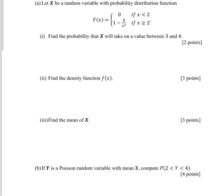 Solved (a) Let X Be A Random Variable With Probability | Chegg.com