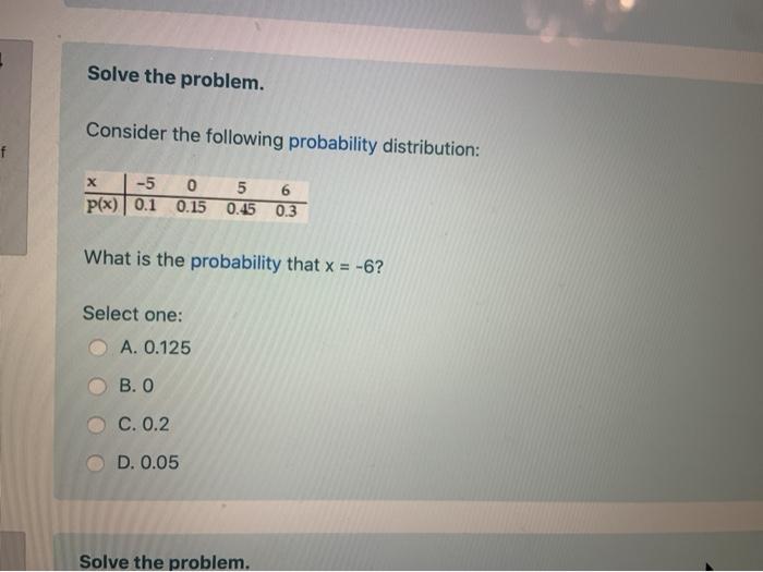 Solved 2 Solve the problem. Consider the following | Chegg.com