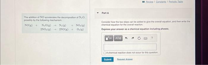 Solved The addition of NO accolerates the deconpostion of | Chegg.com