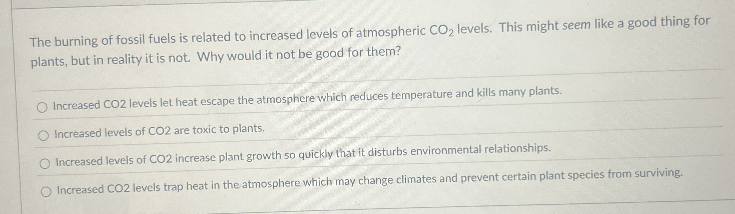 Solved The burning of fossil fuels is related to increased | Chegg.com