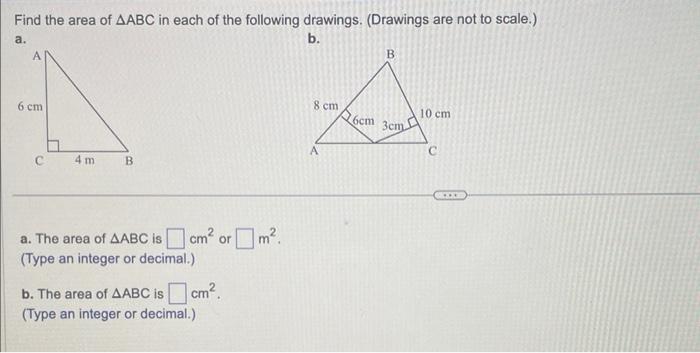 Solved Find the area of ABC in each of the following | Chegg.com