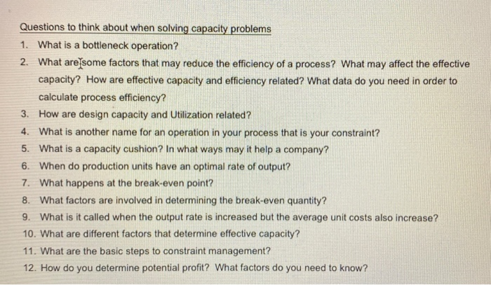 Capacity Checking Problems Solved Questions to think about when solving capacity | Chegg.com