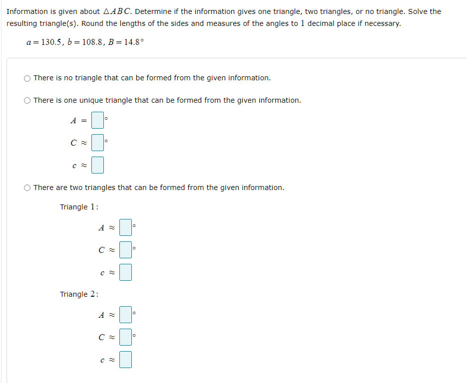 Solved Information is given about ????ABC. ﻿Determine if the | Chegg.com