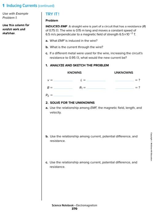 Solved 1 Inducing Currents (continued) TRY IT! Use with | Chegg.com