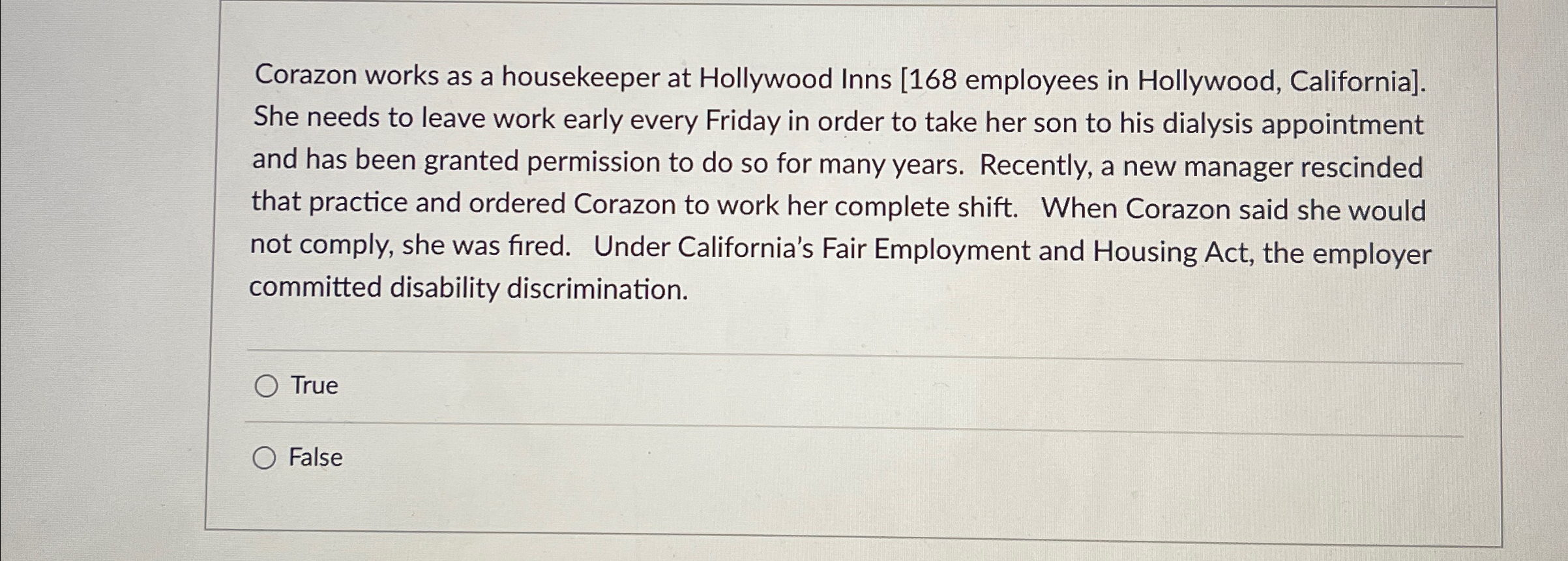 Solved Corazon works as a housekeeper at Hollywood Inns [168 | Chegg.com