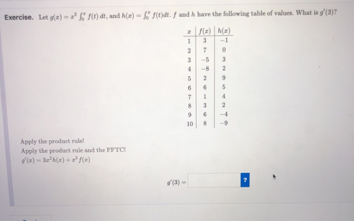 Solved Exercise Let G X F T Dt And H X O F Chegg Com