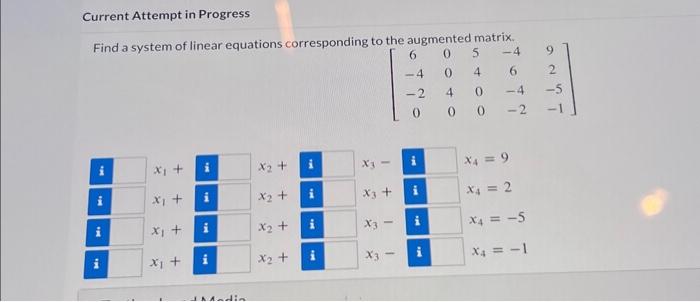 Solved Find a system of linear equations corresponding to | Chegg.com