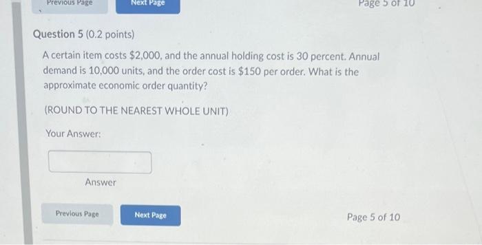 Solved The economic order quantity (EOQ) model is used to | Chegg.com