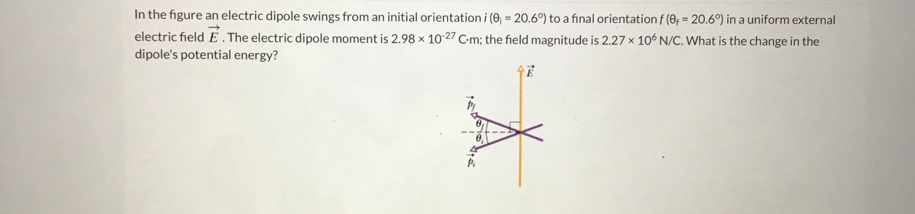 Solved In the figure an electric dipole swings from an | Chegg.com