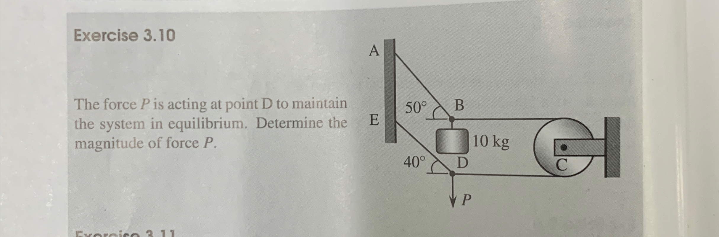 Solved Exercise 3.10The force P ﻿is acting at point D ﻿to | Chegg.com