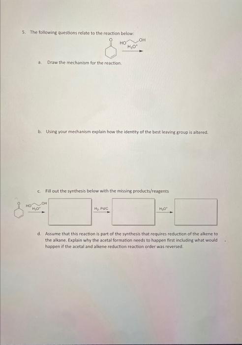 Solved 5. The following questions relate to the reaction | Chegg.com