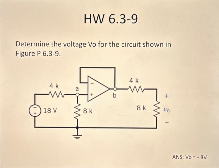 Determine the voltage Vo for the circuit shown in | Chegg.com