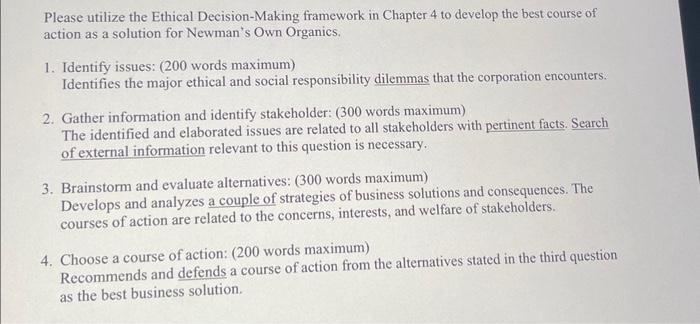 Solved Please utilize the Ethical Decision-Making framework | Chegg.com