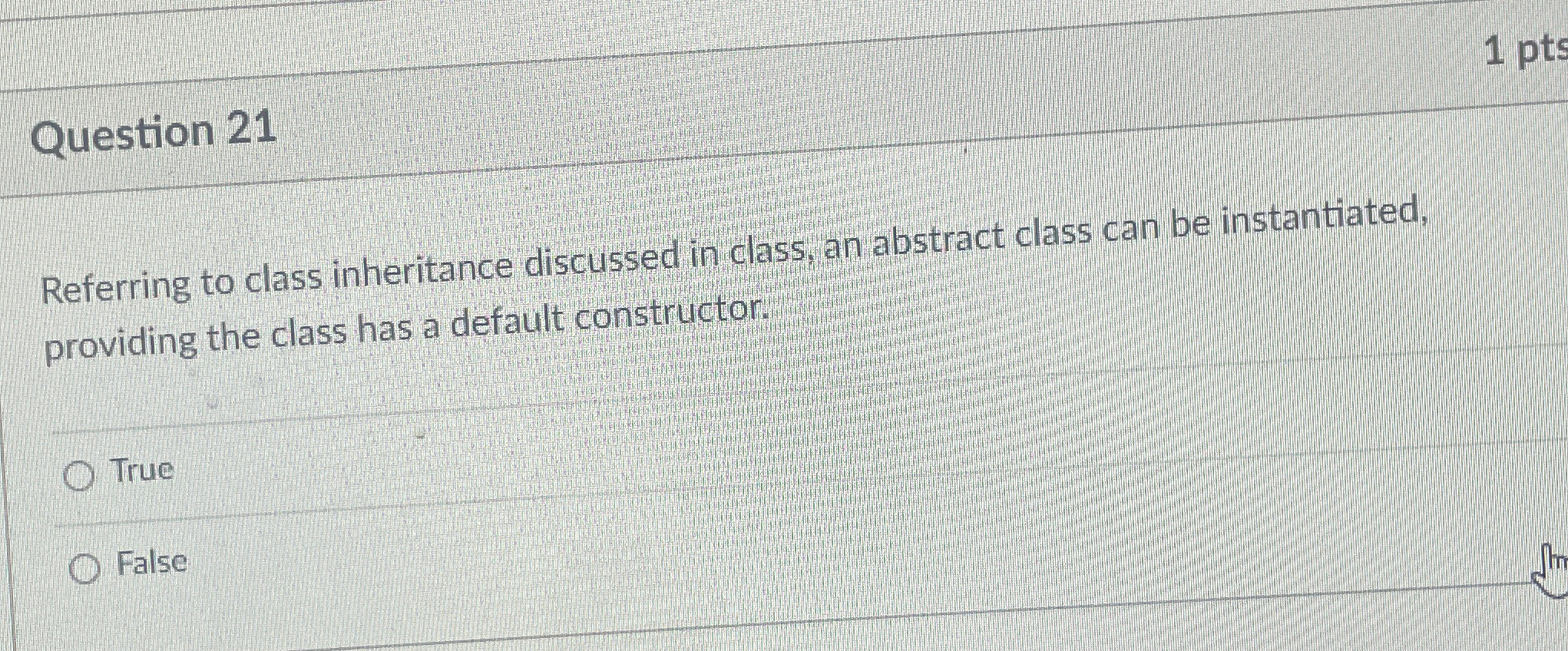 Solved Question 21Referring to class inheritance discussed | Chegg.com