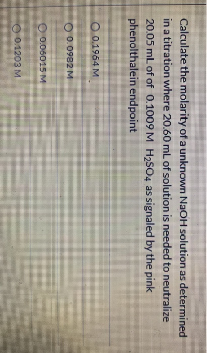 calculate the molarity of an unknown naoh solution