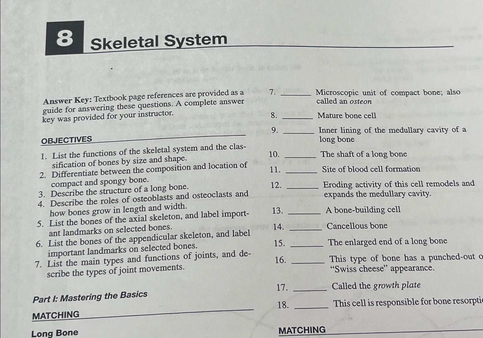 Solved Skeletal SystemAnswer Key: Textbook page references | Chegg.com