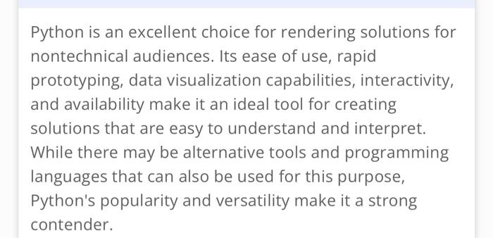 Solved Python is an excellent choice for rendering solutions | Chegg.com