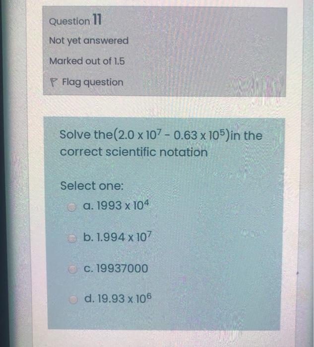 Solved Question 11 Not yet answered Marked out of 1.5 P Flag | Chegg.com